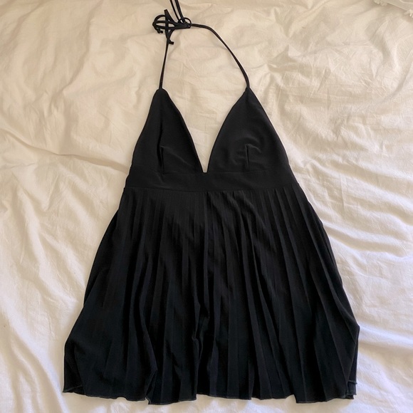 Zara Tops - Vintage Retro Y2K 90’s Black Pleated Halter Top Blouse